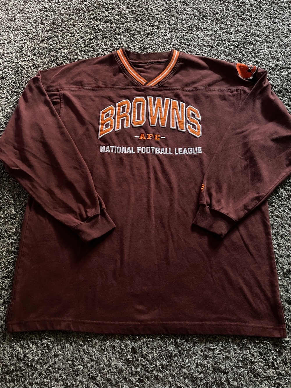 Men’s Vintage Lee Sport Cleveland Browns Long-Sleeve V-Neck Pullover - Brown XXL